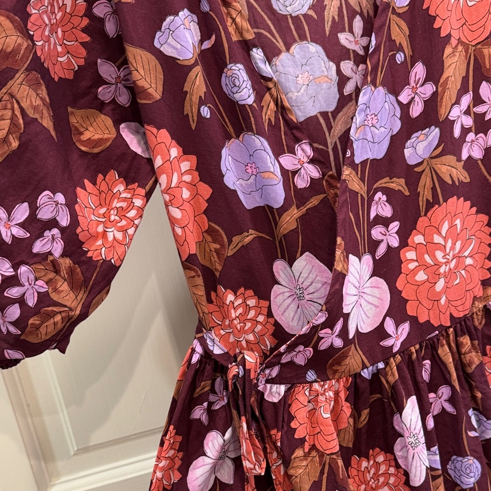 Tea Collection Purple and Red Floral Midi Dress - Picture 4 of 6